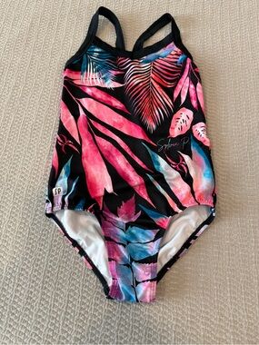 Sylvia P Kids' Tropical Black & Pink leotard